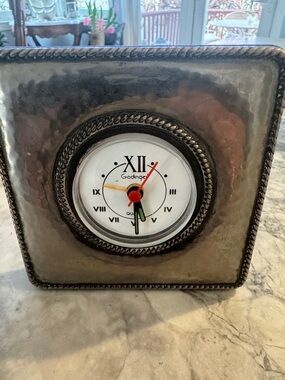 Godinger Hammered Silver Square Clock with Colorful Hands